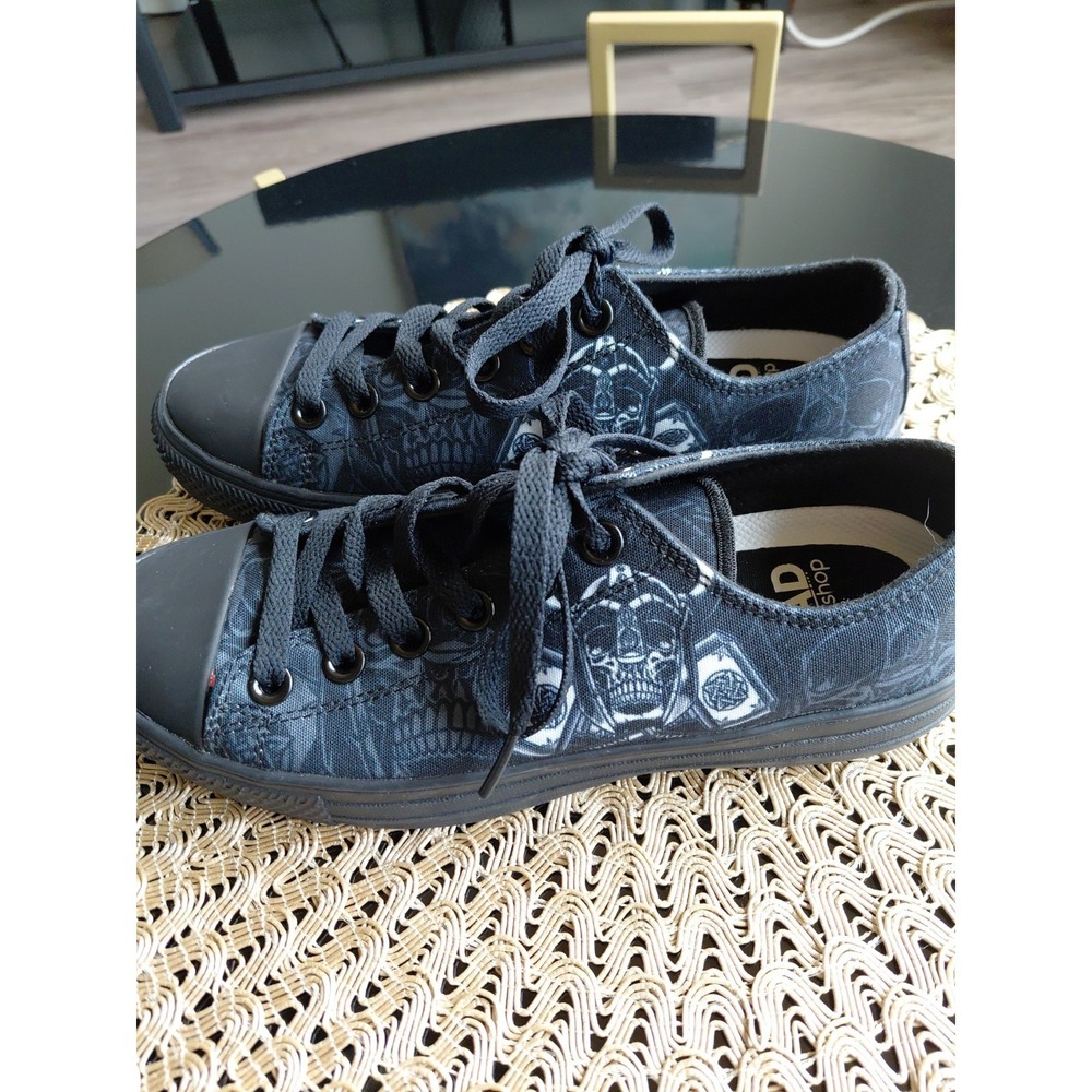 RAAD Shop Grey Skull & Rose Low Top Canvas Sneakers - Men's Sz 5 Gothic Goth